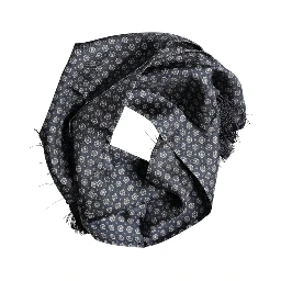 Blue Patterned Fringes Neck Foulard Scarf