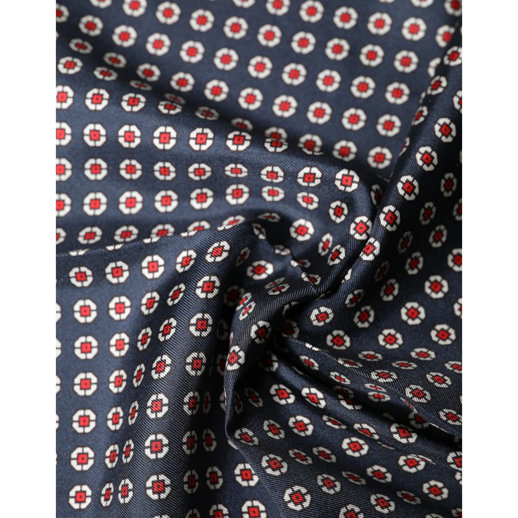 Blue Patterned Silk Square Handkerchief Scarf