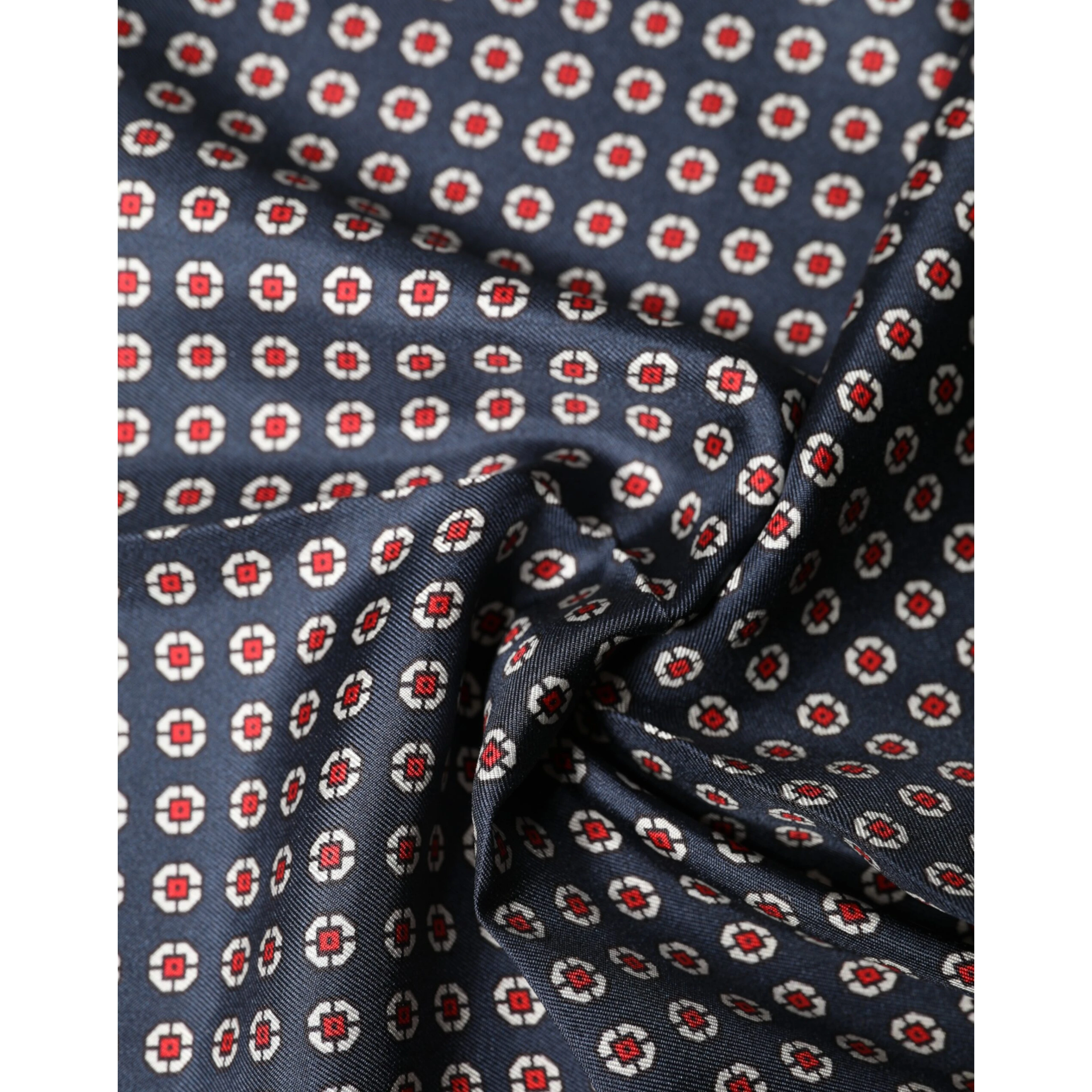 Blue Patterned Silk Square Handkerchief Scarf