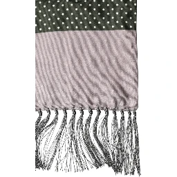 Gray Patterned Fringes Neck Foulard Scarf