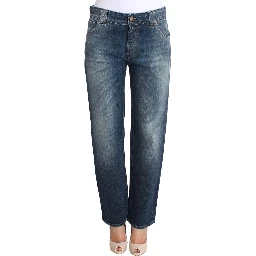Blue Wash Relaxed Fit Cotton Stretch Denim Jeans