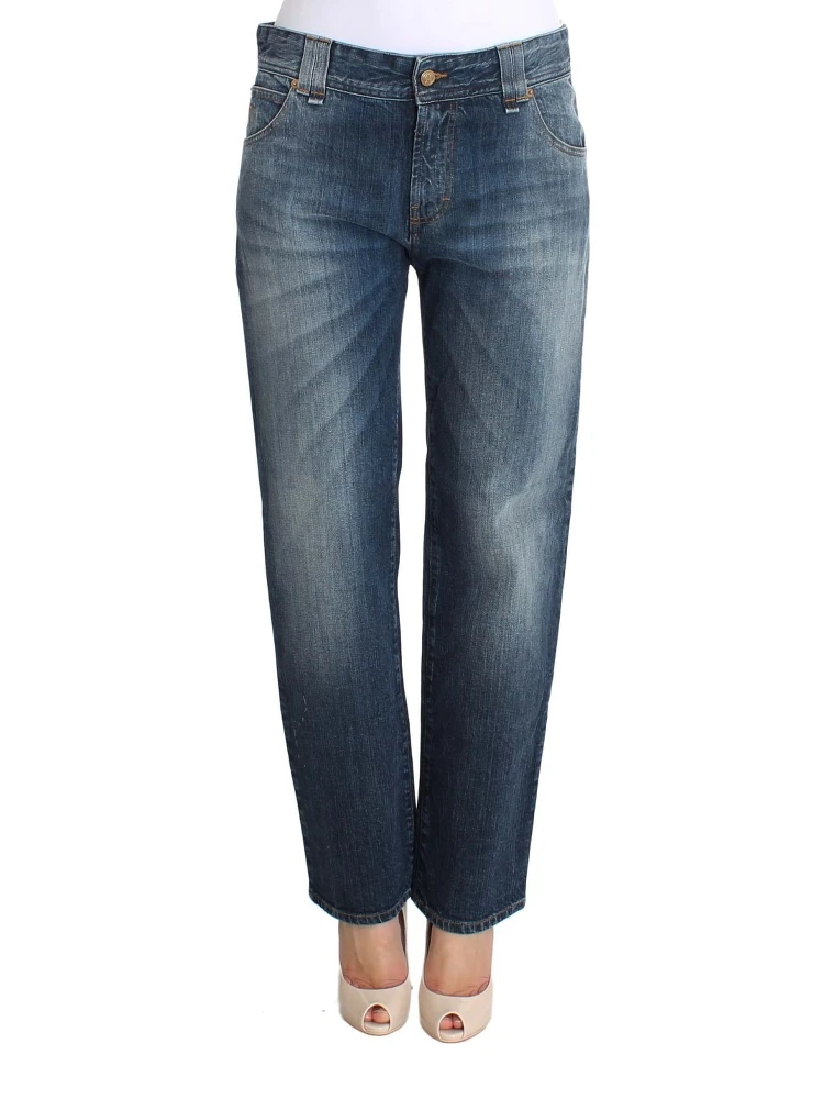 Blue Wash Relaxed Fit Cotton Stretch Denim Jeans
