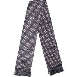 Black Patterned Fringes Neck Foulard Scarf