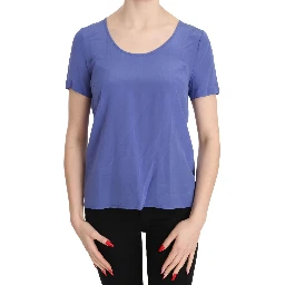 Silk Purple Short Sleeve Casual Top Blouse