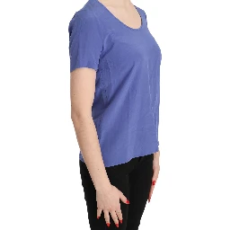 Silk Purple Short Sleeve Casual Top Blouse