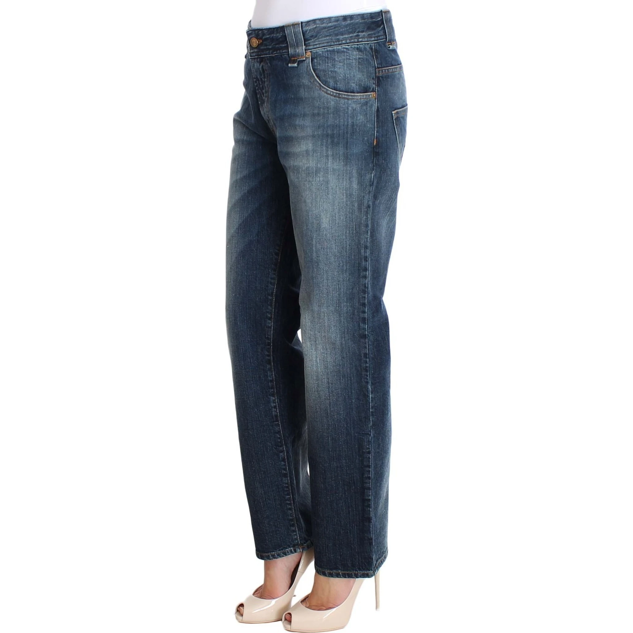 Blue Wash Relaxed Fit Cotton Stretch Denim Jeans