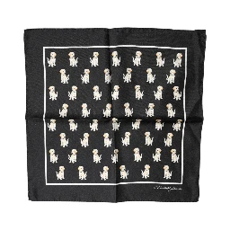 Black Dog Print Square Handkerchief Scarf