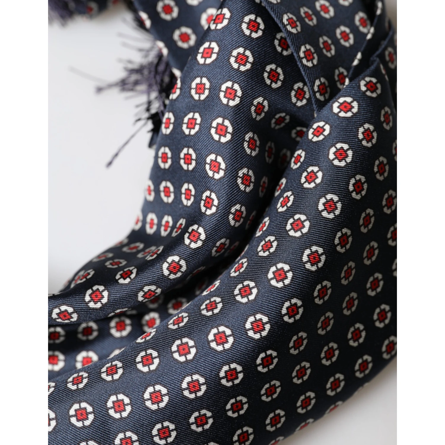 Black Patterned Fringes Neck Foulard Scarf