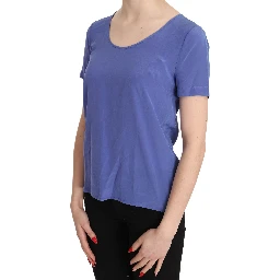 Silk Purple Short Sleeve Casual Top Blouse