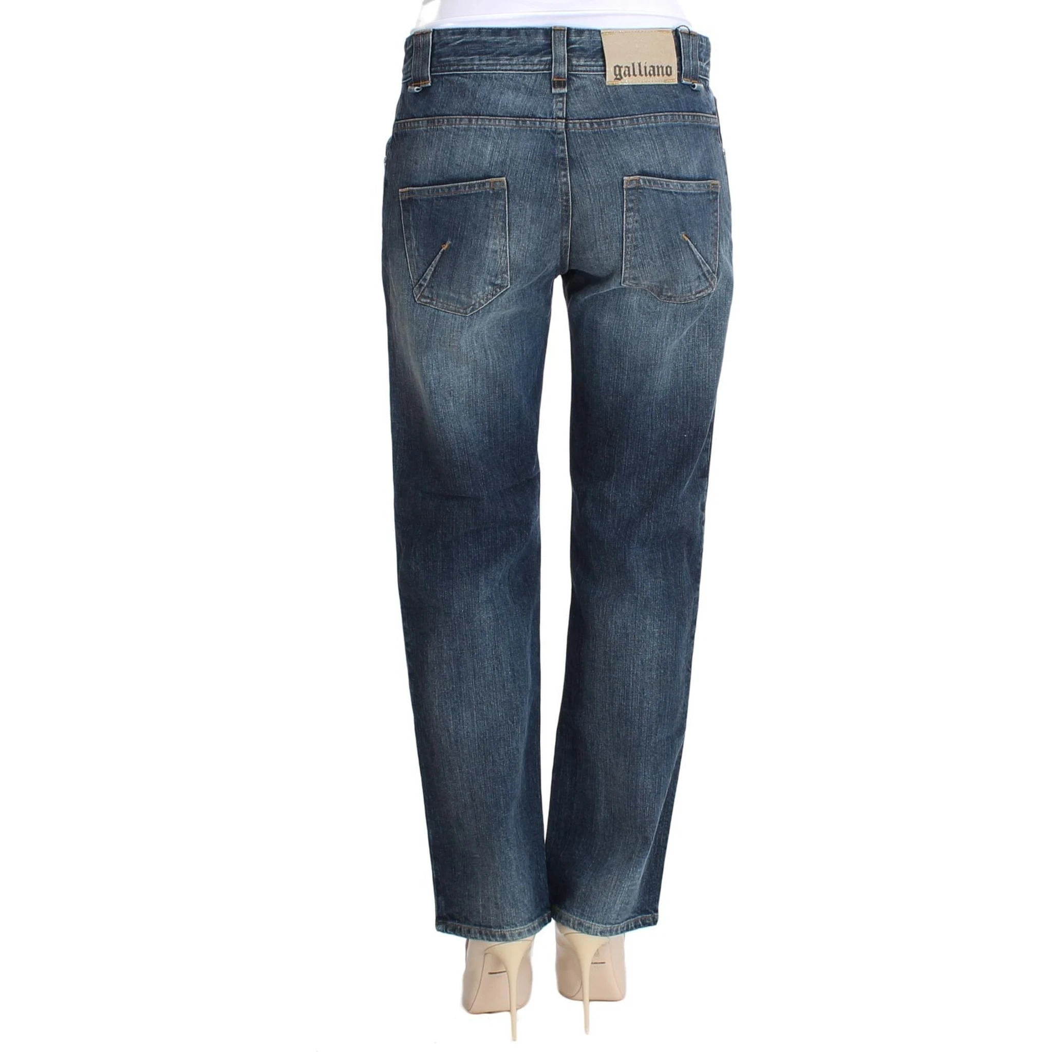Blue Wash Relaxed Fit Cotton Stretch Denim Jeans
