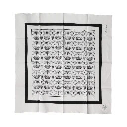 White Crown Cotton Men Square Foulard Scarf