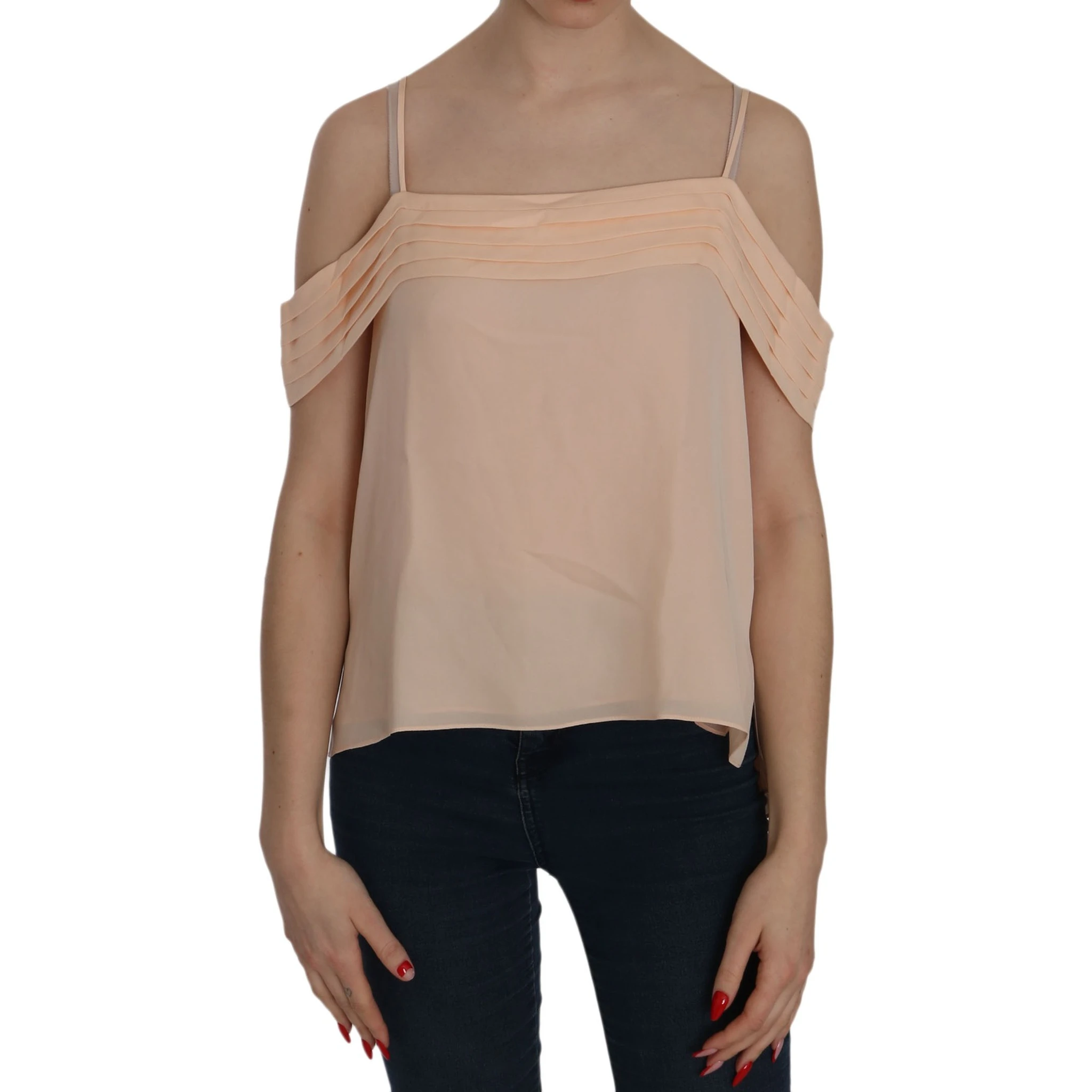 Orange Off Shoulder Strap Square Neck Top Blouse