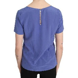 Silk Purple Short Sleeve Casual Top Blouse