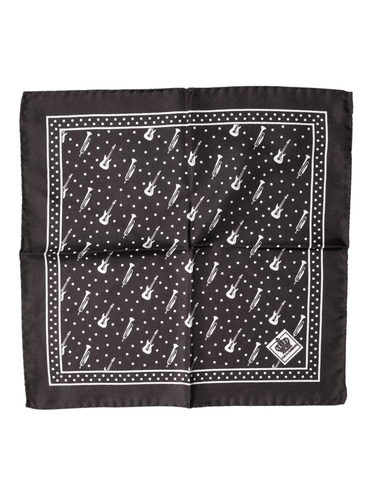 Black Guitar Trumpet Men Handkerchief Scarf