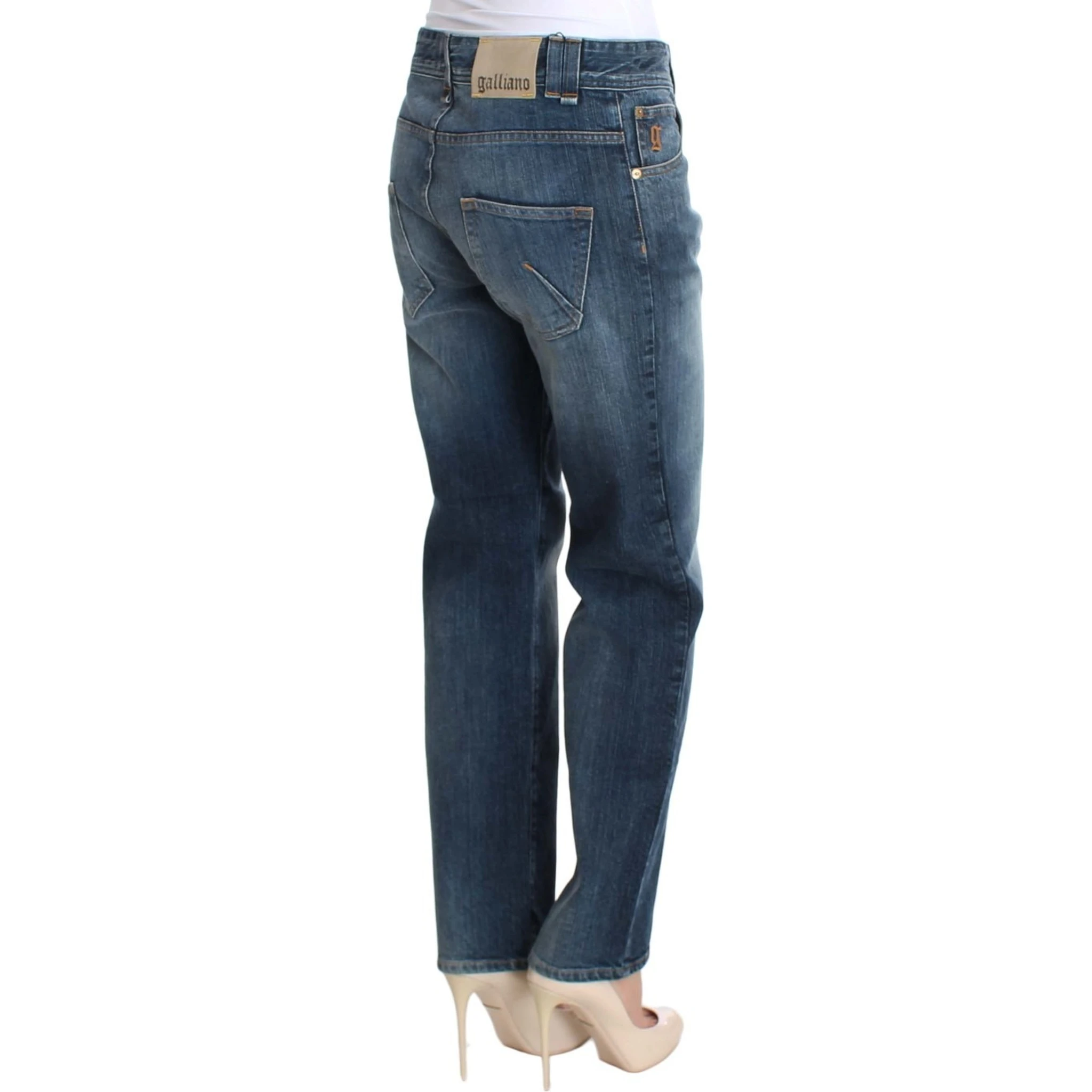 Blue Wash Relaxed Fit Cotton Stretch Denim Jeans