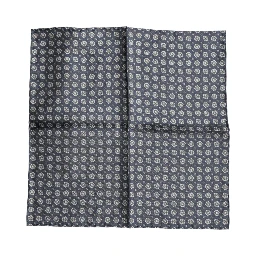 Blue Patterned Silk Square Handkerchief Scarf