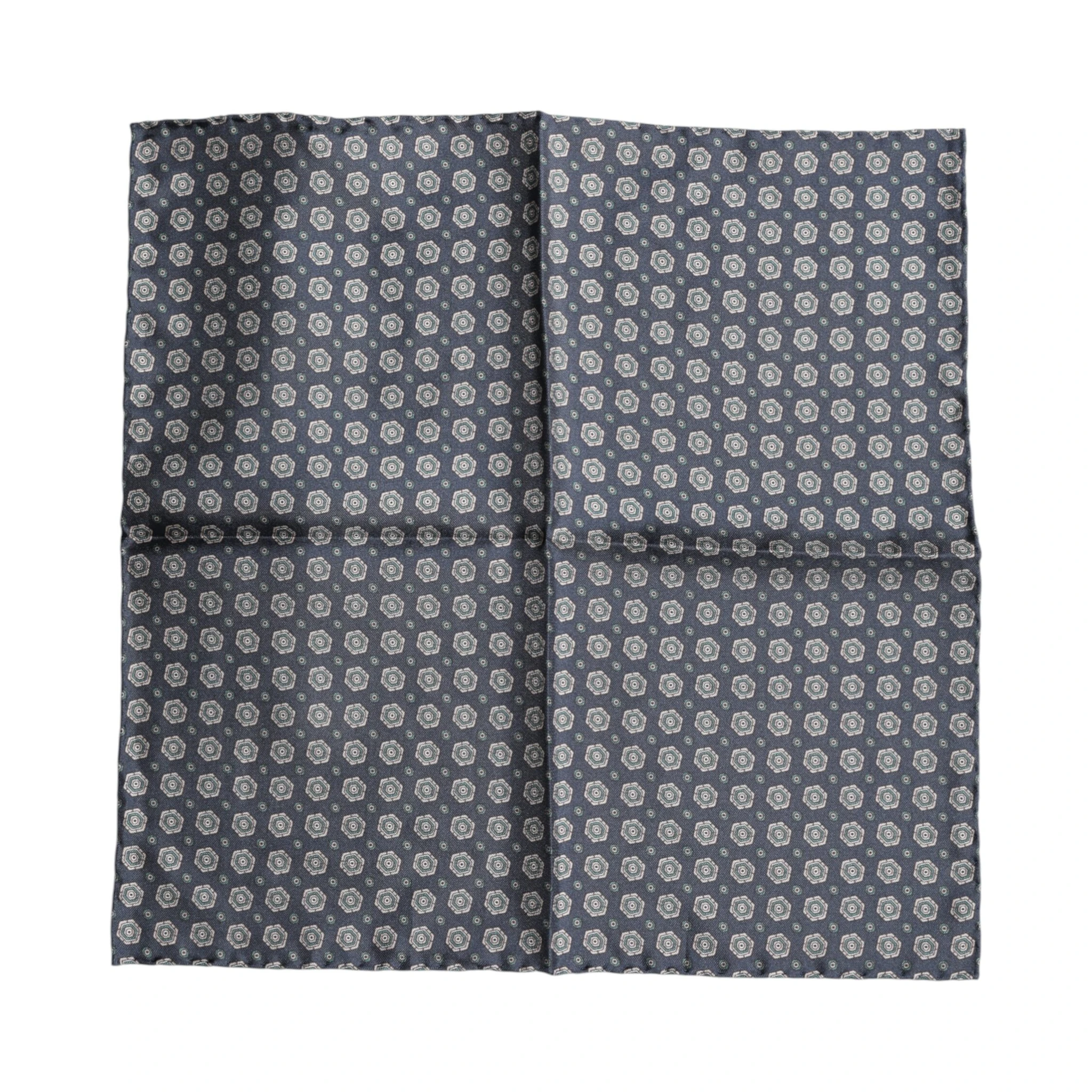 Blue Patterned Silk Square Handkerchief Scarf
