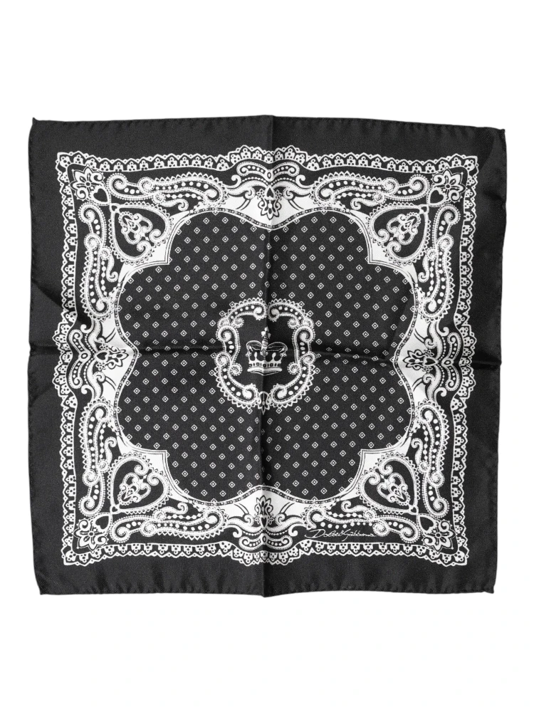 Black Bandana Print Square Handkerchief Scarf