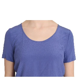 Silk Purple Short Sleeve Casual Top Blouse