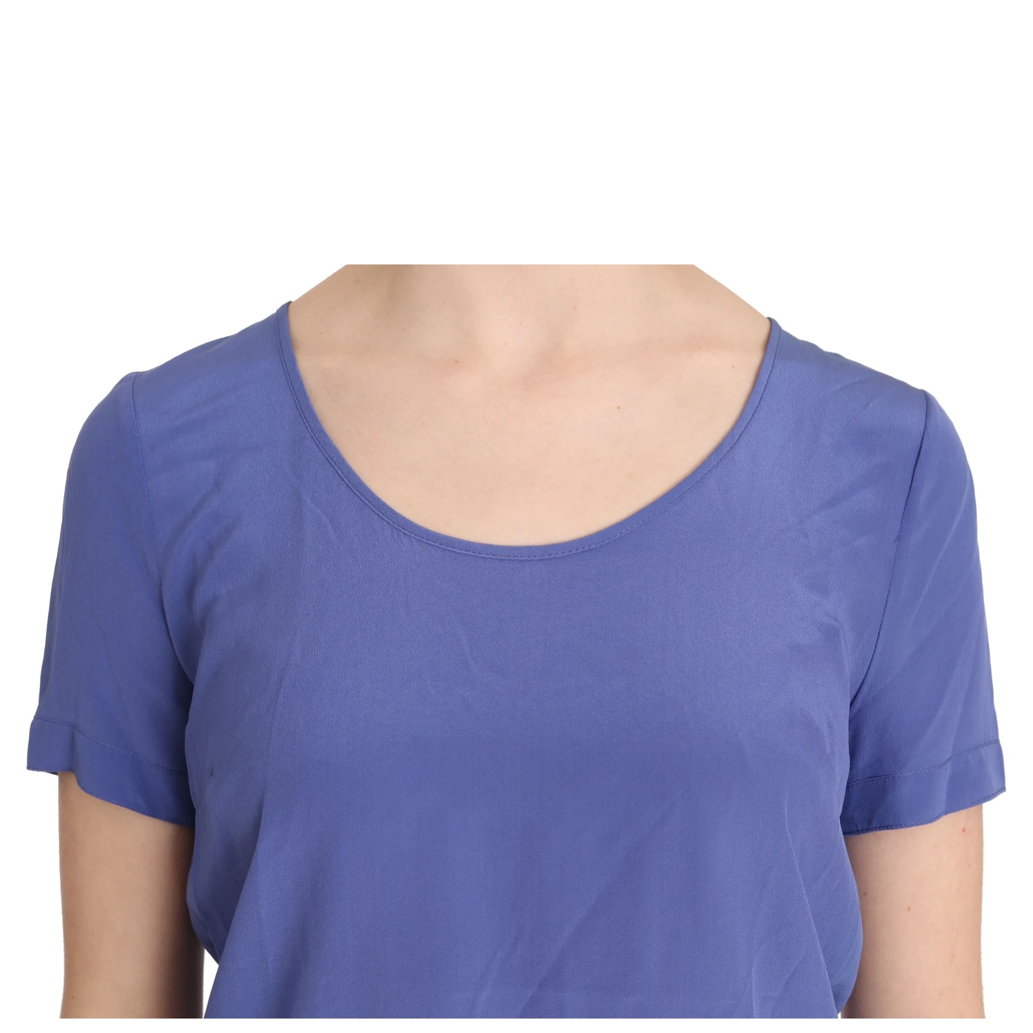 Silk Purple Short Sleeve Casual Top Blouse