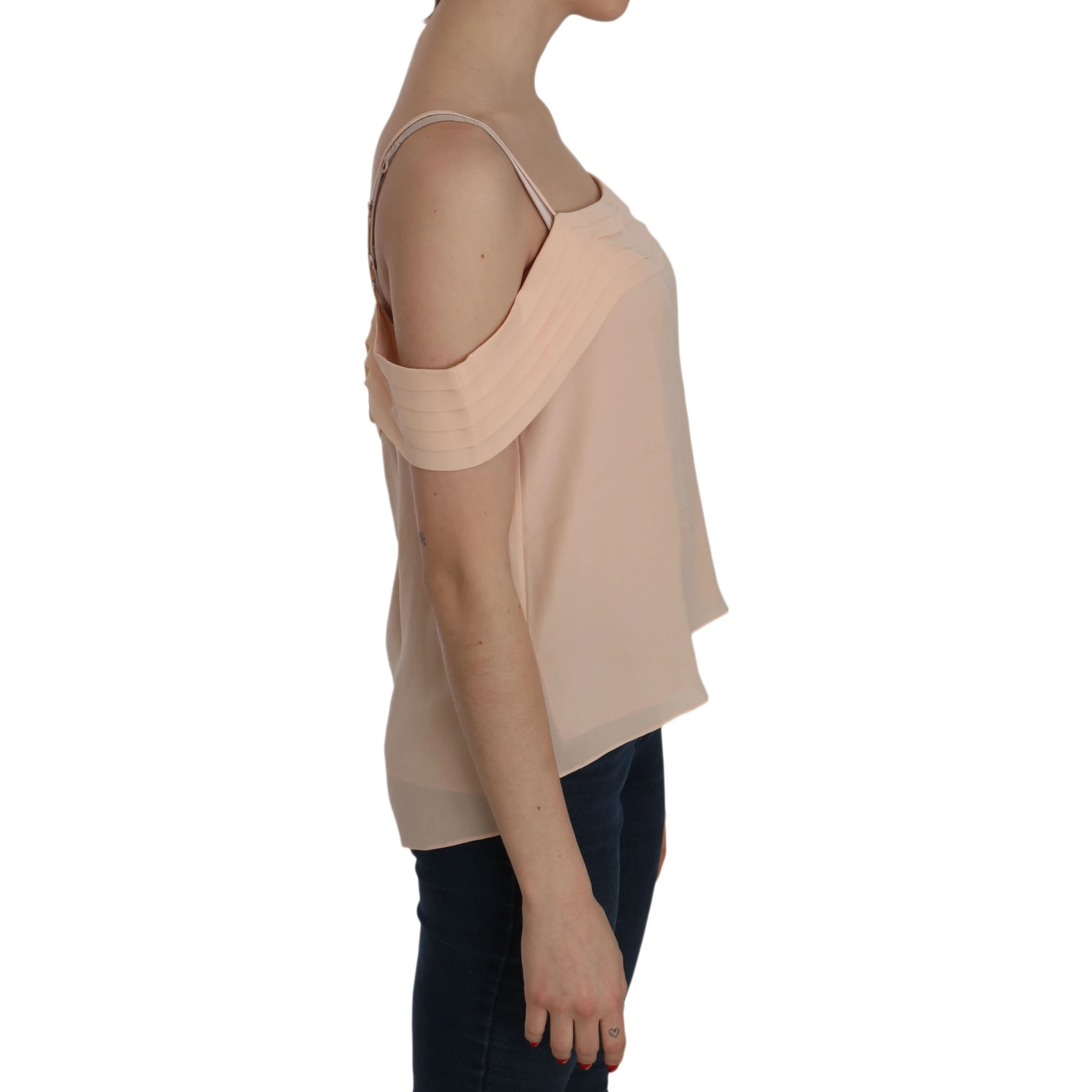 Orange Off Shoulder Strap Square Neck Top Blouse