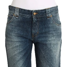 Blue Wash Relaxed Fit Cotton Stretch Denim Jeans