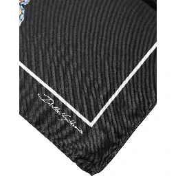 Black Butterfly Print Square Handkerchief Scarf