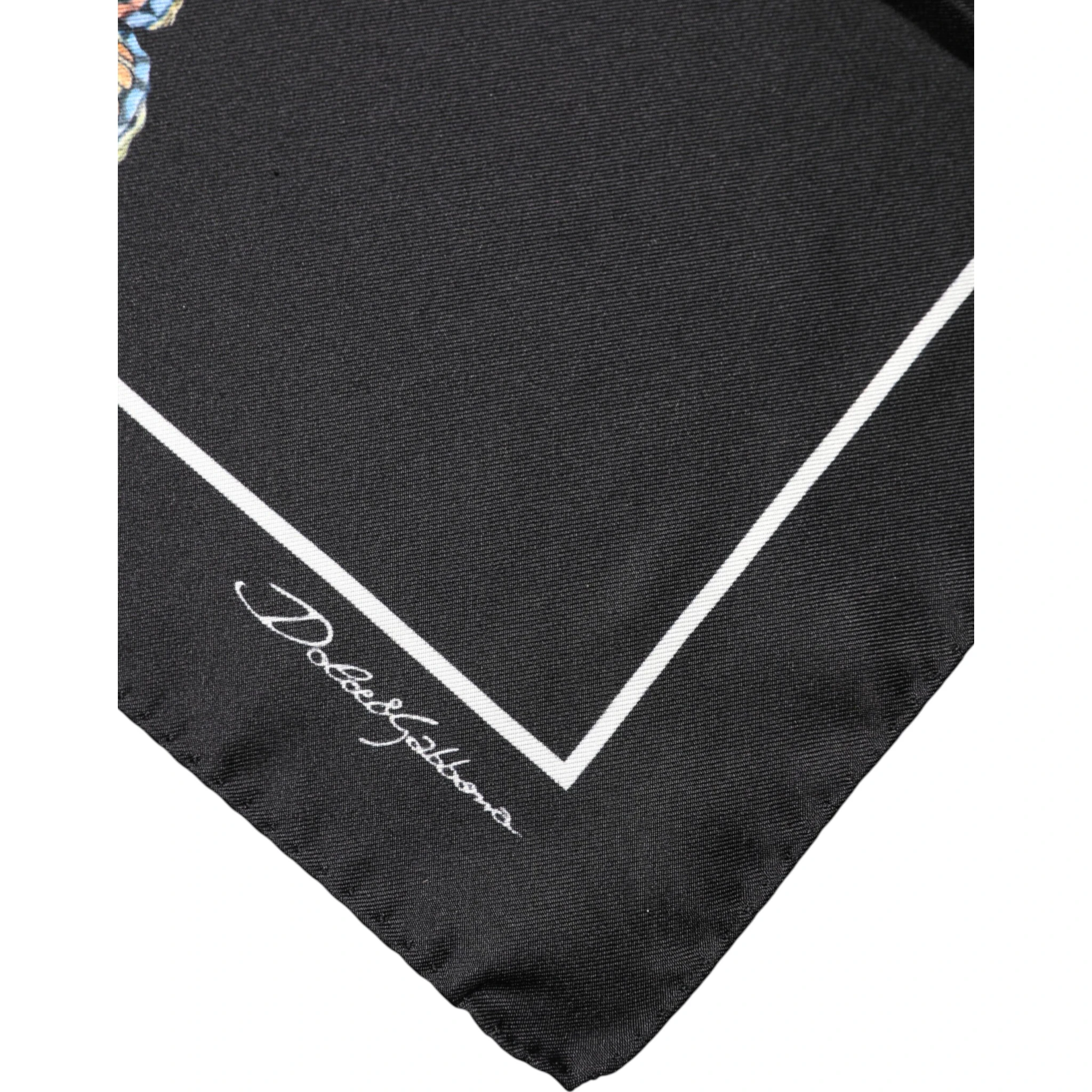 Black Butterfly Print Square Handkerchief Scarf