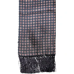 Black Patterned Fringes Neck Foulard Scarf