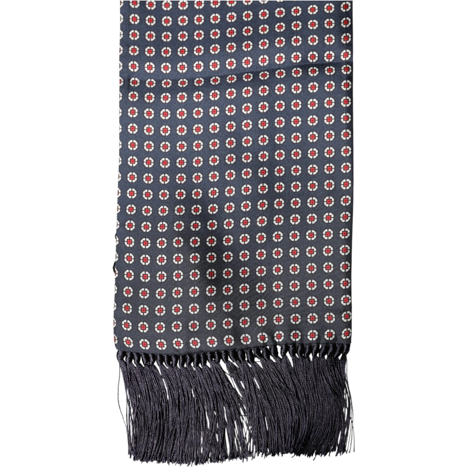 Black Patterned Fringes Neck Foulard Scarf