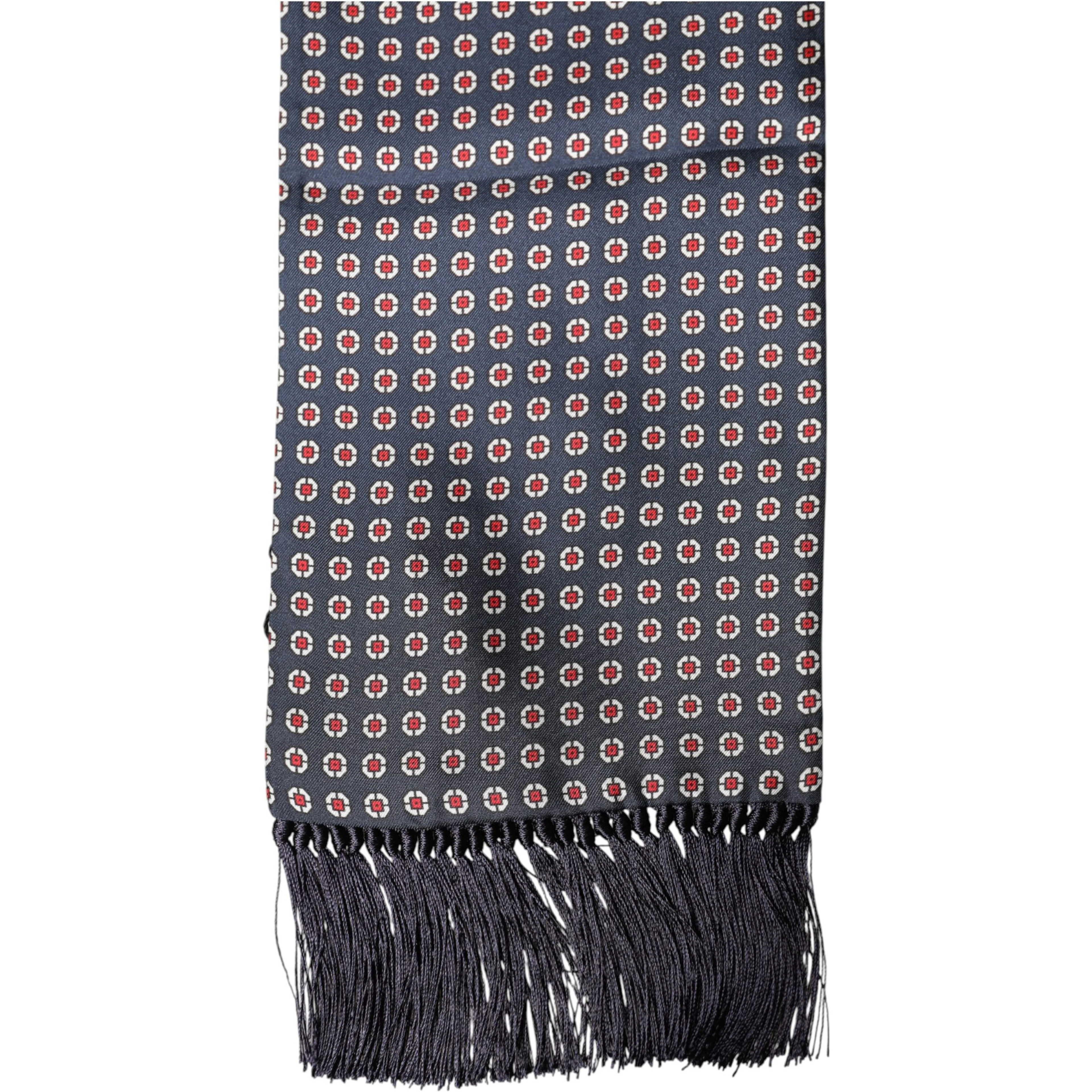 Black Patterned Fringes Neck Foulard Scarf