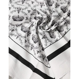 White Crown Cotton Men Square Foulard Scarf