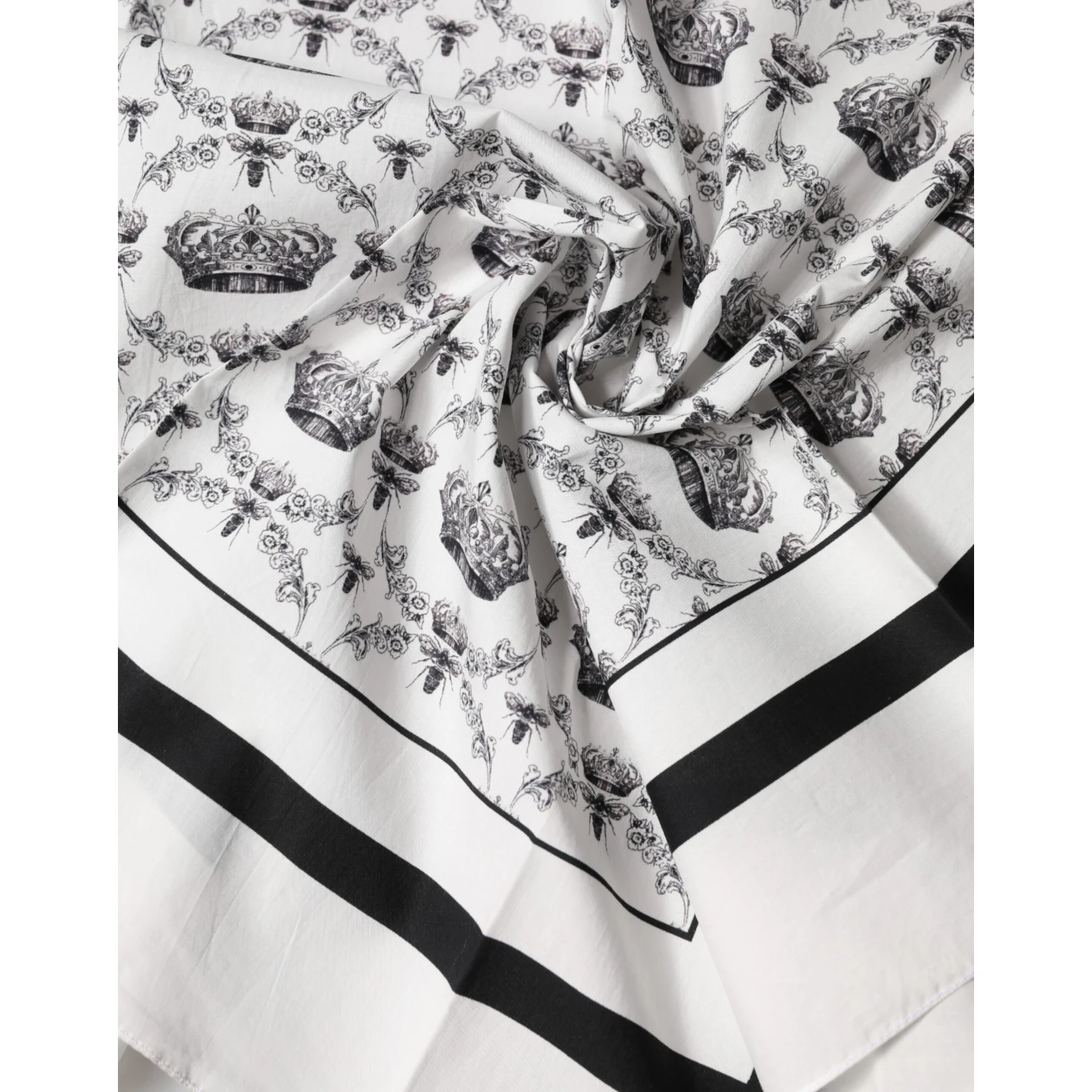 White Crown Cotton Men Square Foulard Scarf