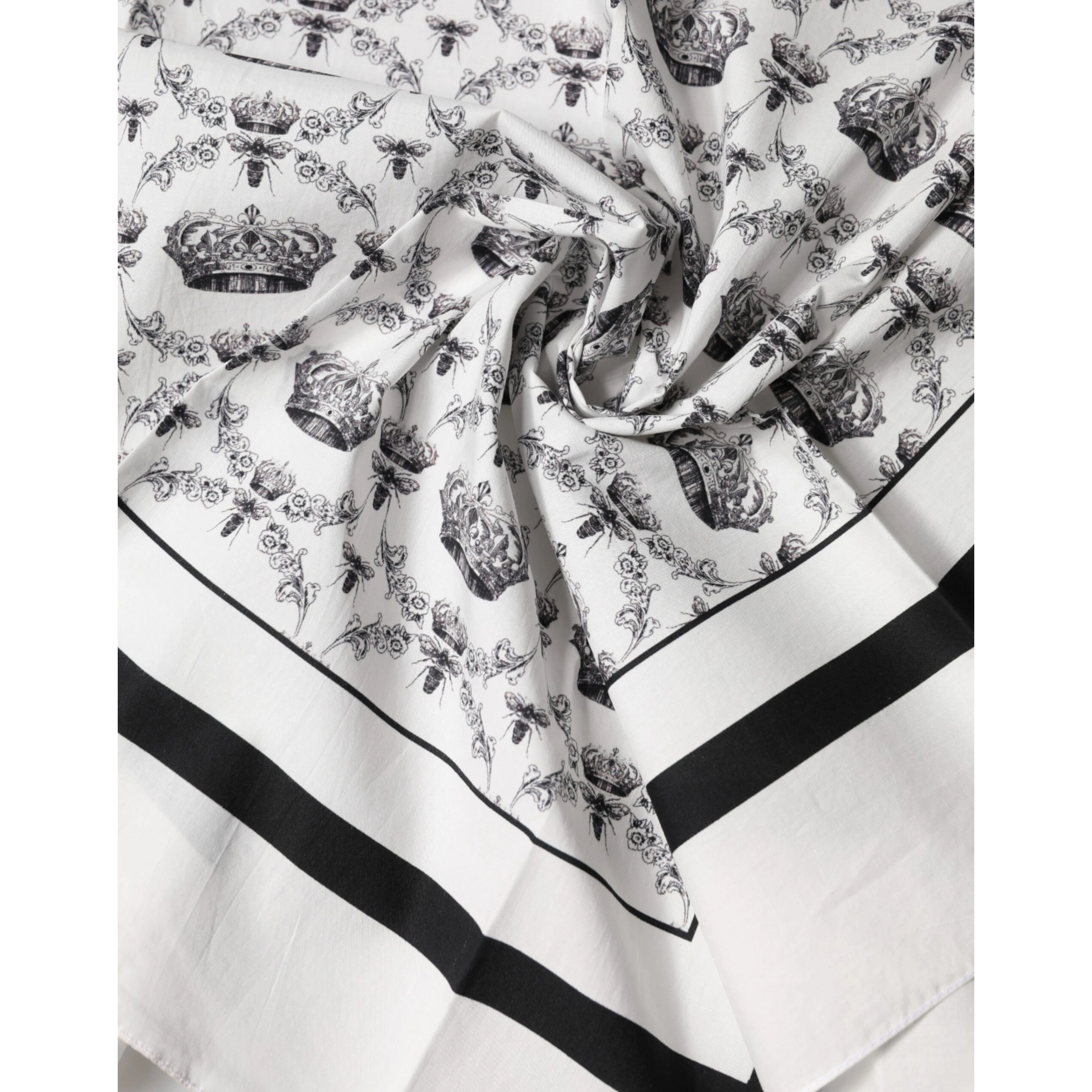 White Crown Cotton Men Square Foulard Scarf