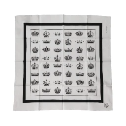 White Crown Cotton Square Foulard Scarf
