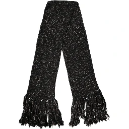 Black Wool Fringes Neck Wrap Foulard Scarf