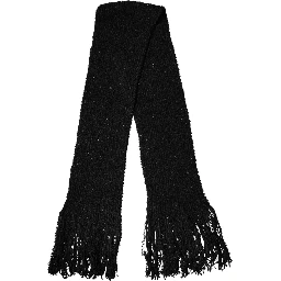 Black Wool Fringes Neck Wrap Foulard Scarf