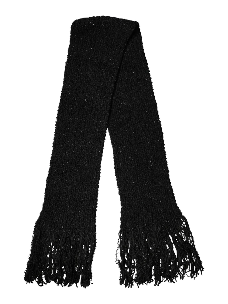 Black Wool Fringes Neck Wrap Foulard Scarf alternative