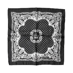 Black Bandana Print Square Handkerchief Scarf