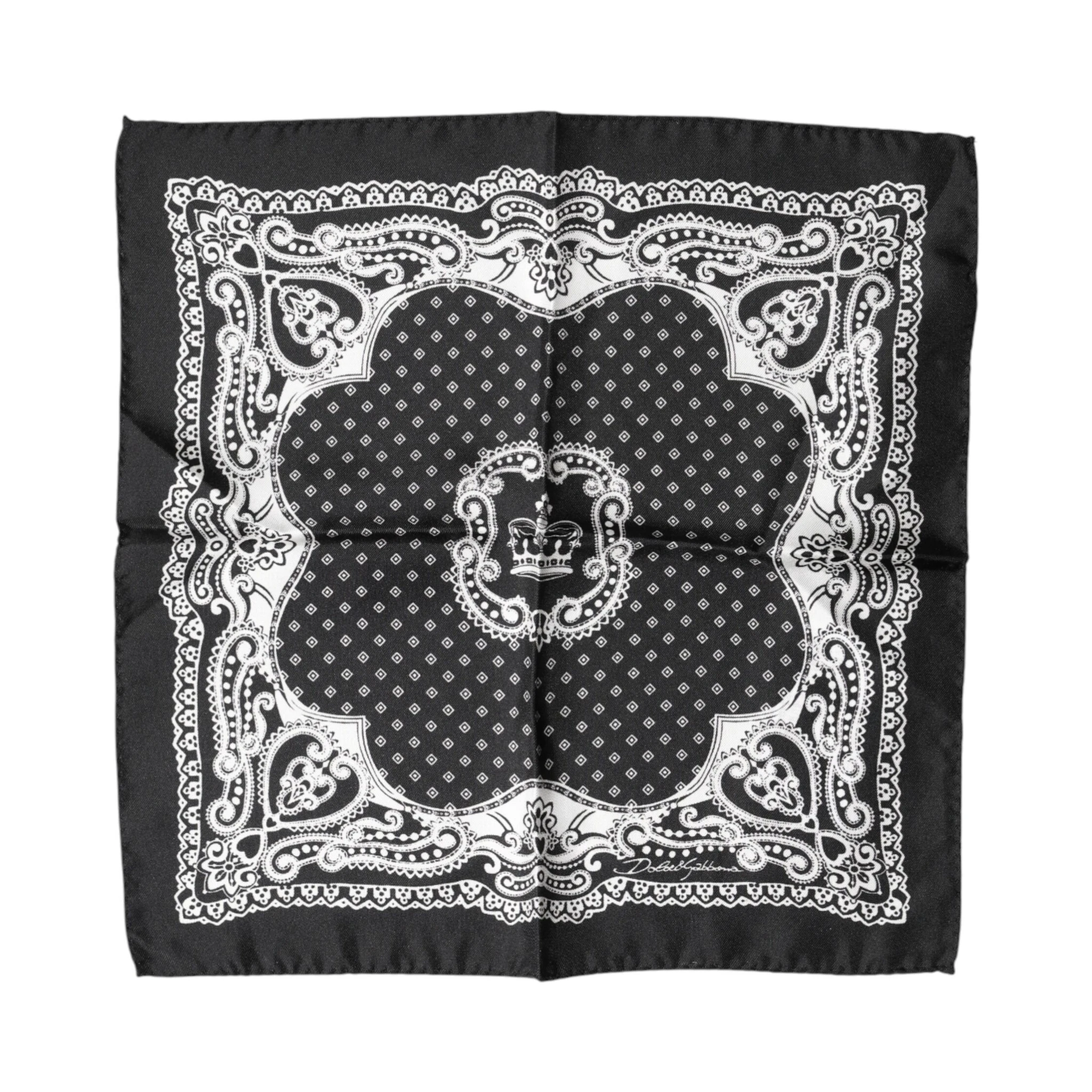 Black Bandana Print Square Handkerchief Scarf