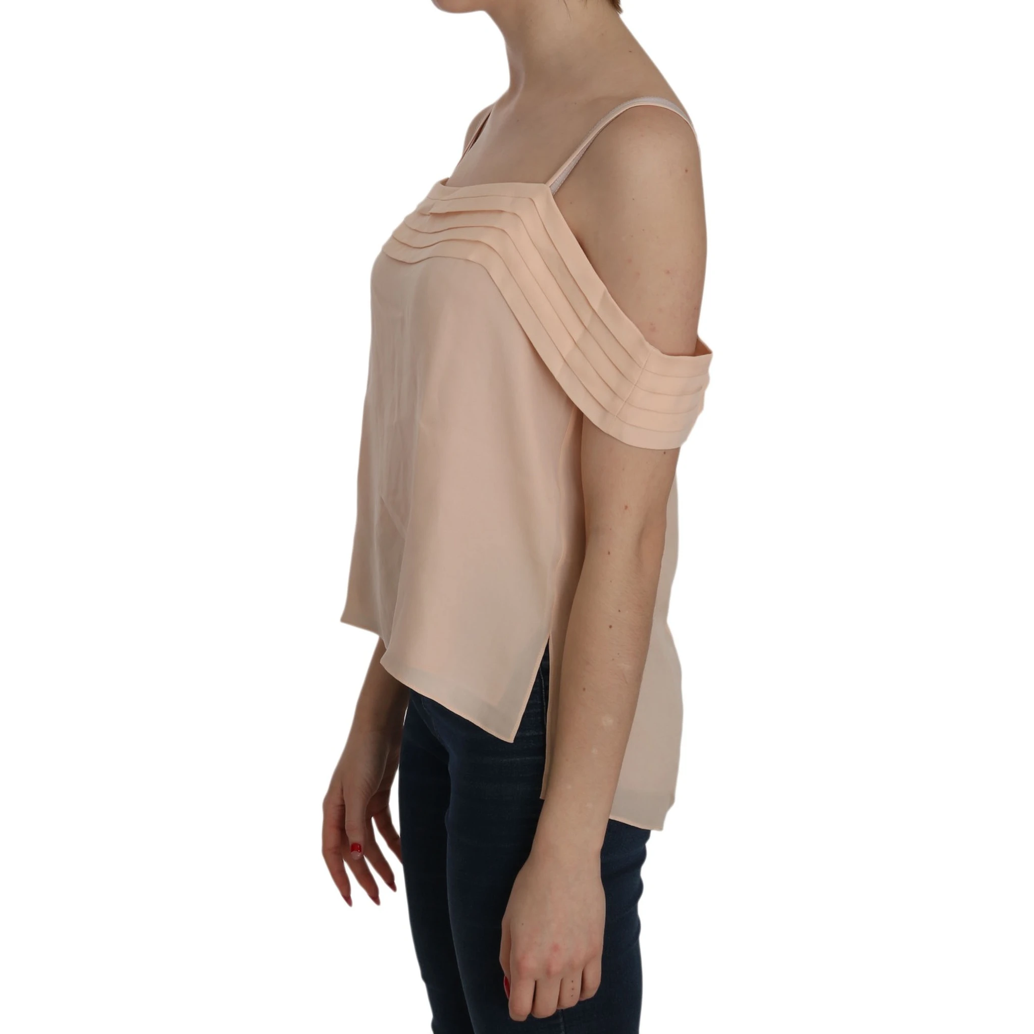 Orange Off Shoulder Strap Square Neck Top Blouse