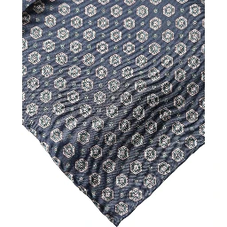 Blue Patterned Silk Square Handkerchief Scarf