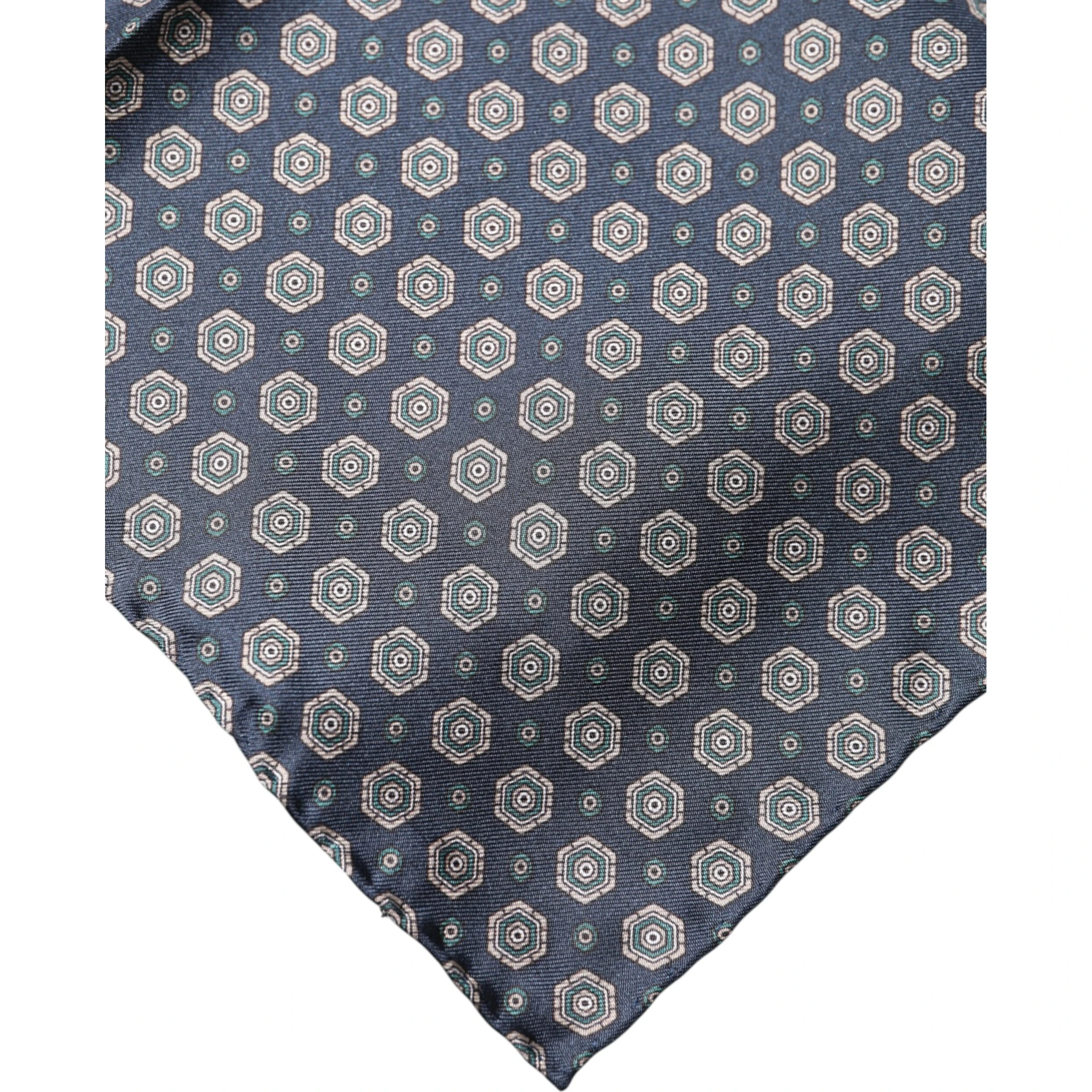 Blue Patterned Silk Square Handkerchief Scarf