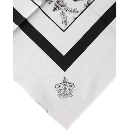 White Crown Cotton Men Square Foulard Scarf
