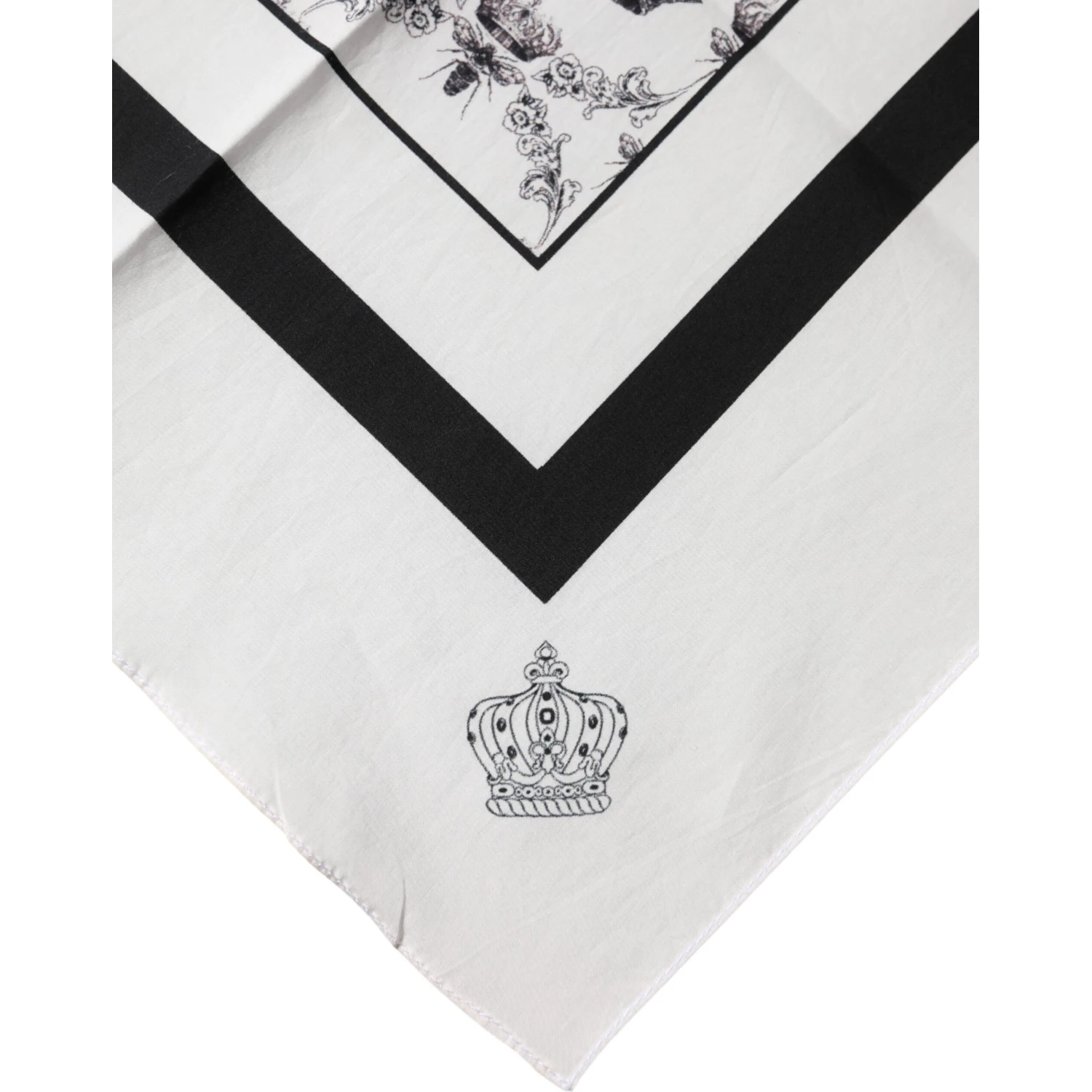 White Crown Cotton Men Square Foulard Scarf