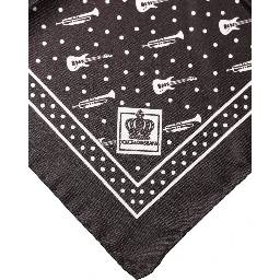 Black Guitar Trumpet Men Handkerchief Scarf