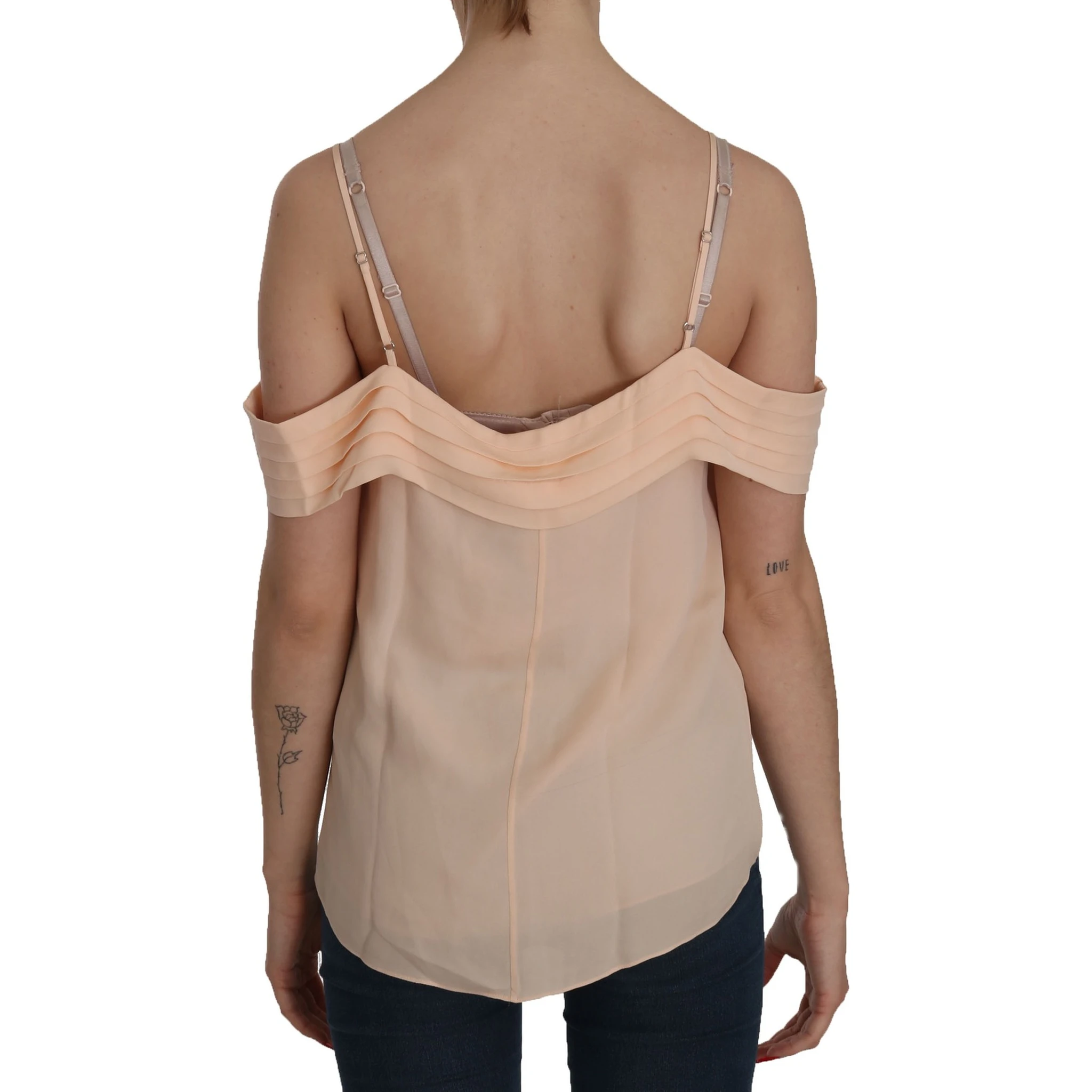 Orange Off Shoulder Strap Square Neck Top Blouse