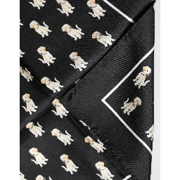 Black Dog Print Square Handkerchief Scarf