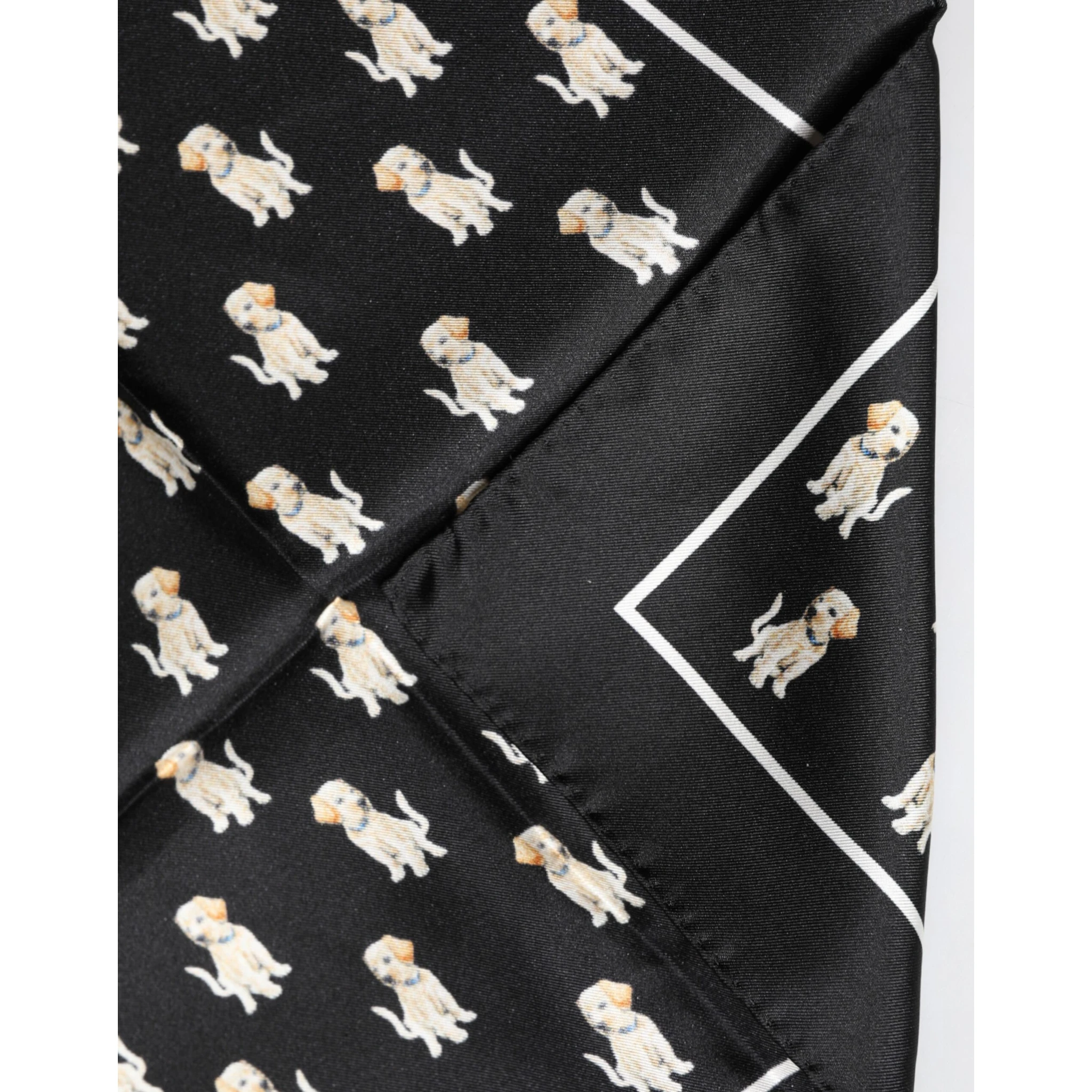 Black Dog Print Square Handkerchief Scarf