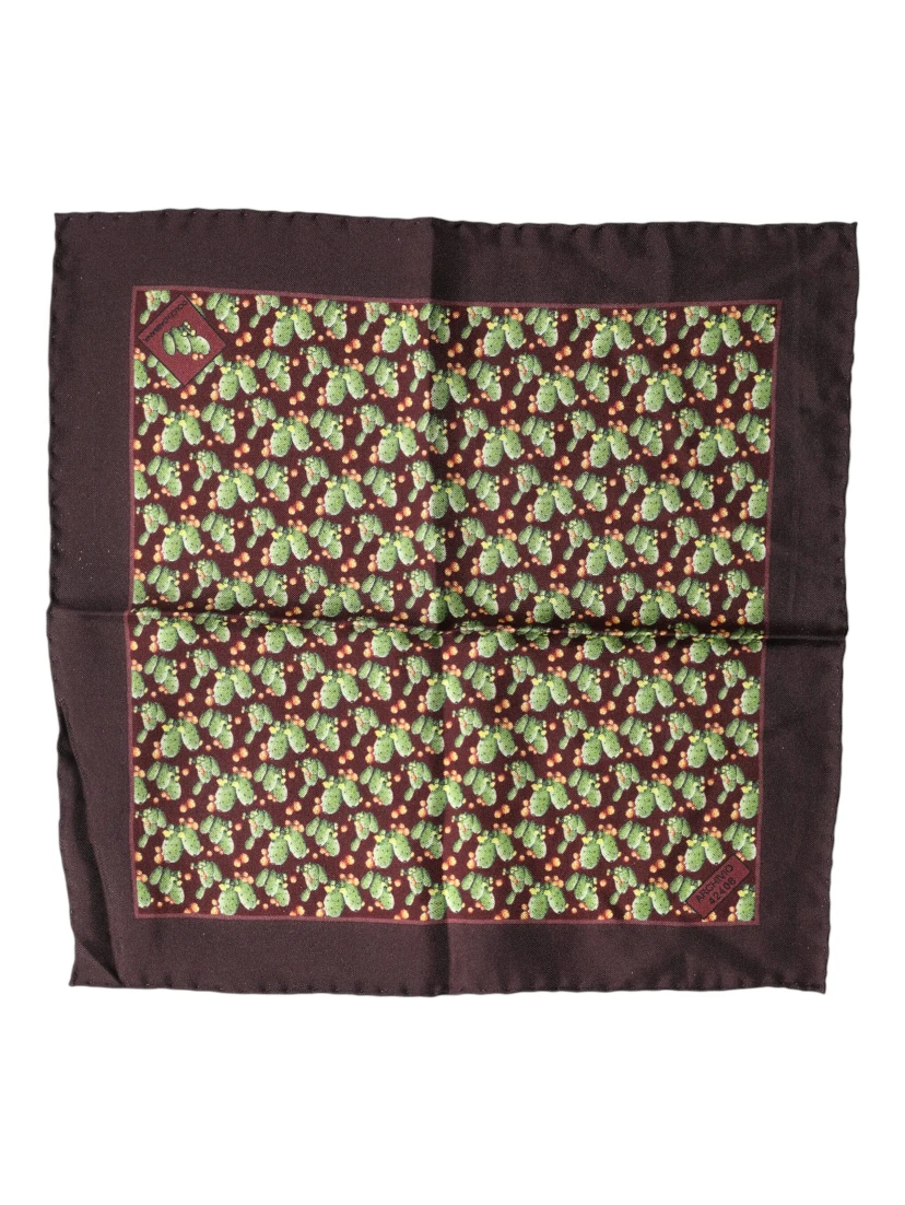 Brown Cactus Print Square Handkerchief Scarf